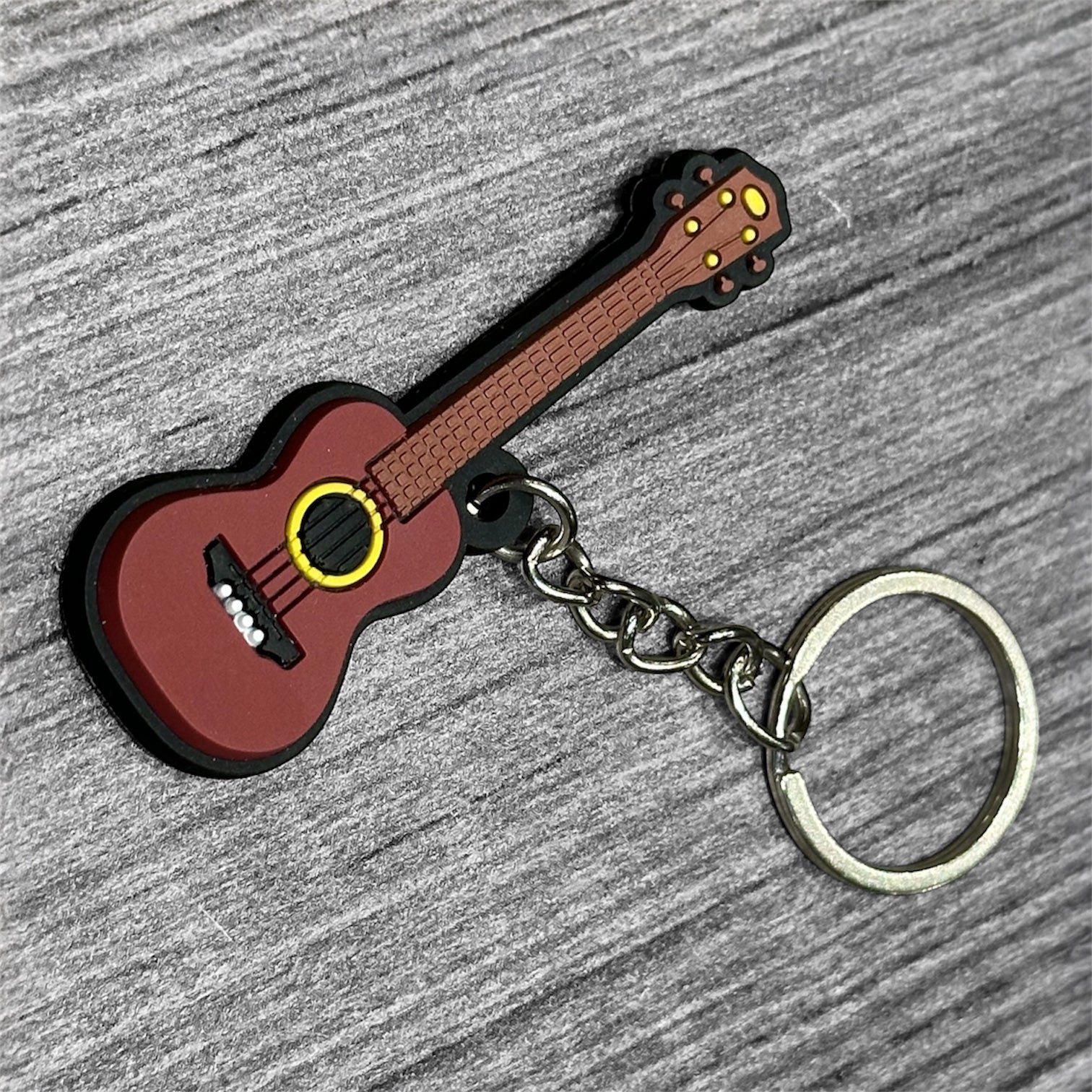 Rubber Musical Instrument Keychain: Acoustic Guitar