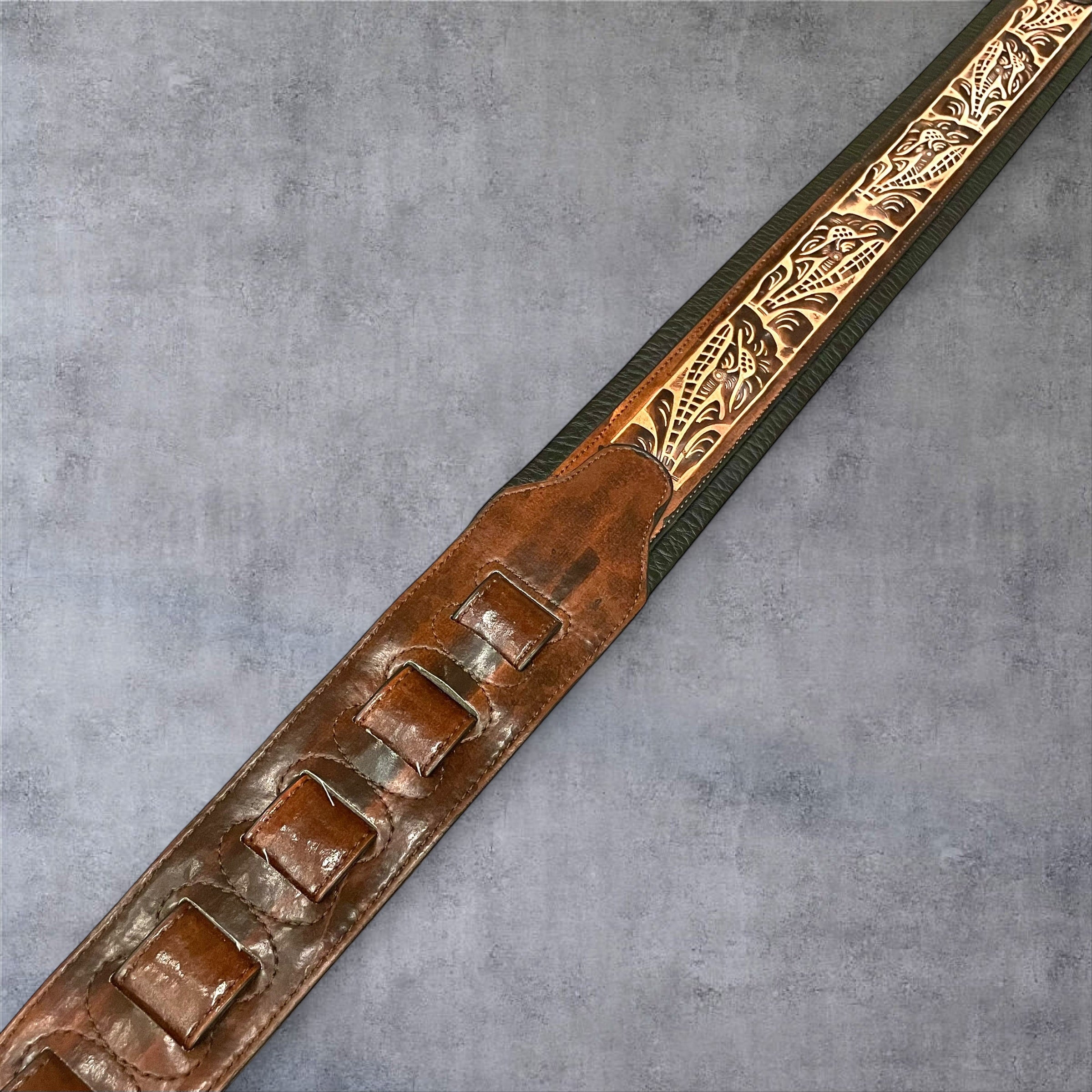 Gephardt PU Leather Guitar/Bass Strap - Brown and Black Design