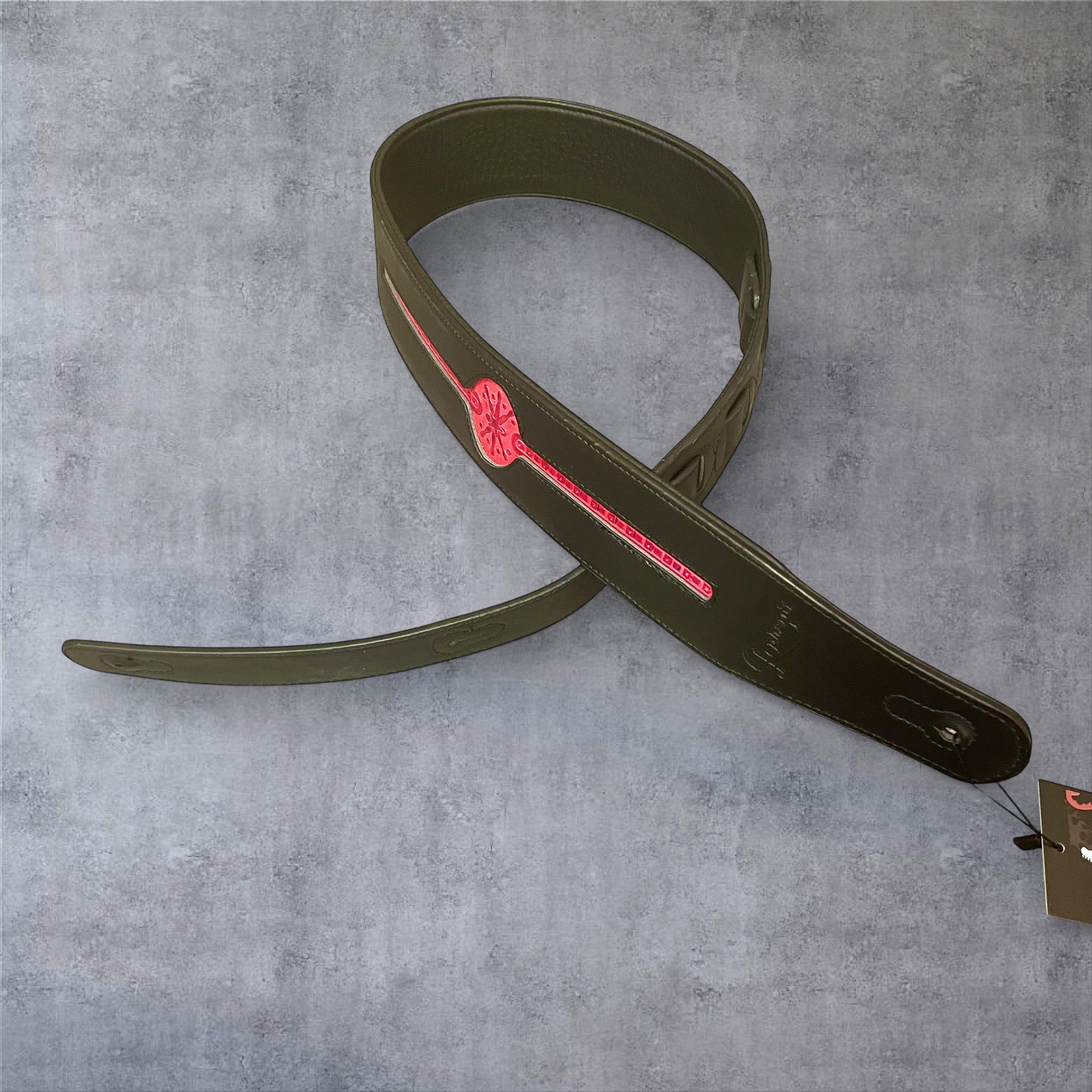 Gephardt PU Leather Guitar/Bass Strap - Red and Black