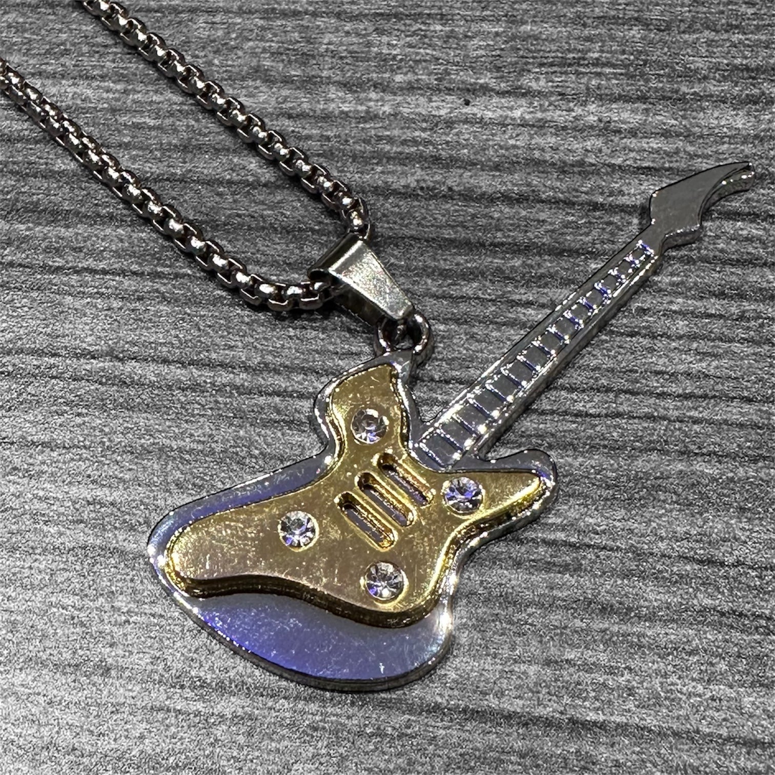 Metal Guitar Necklace: Style 6 Punk Blue