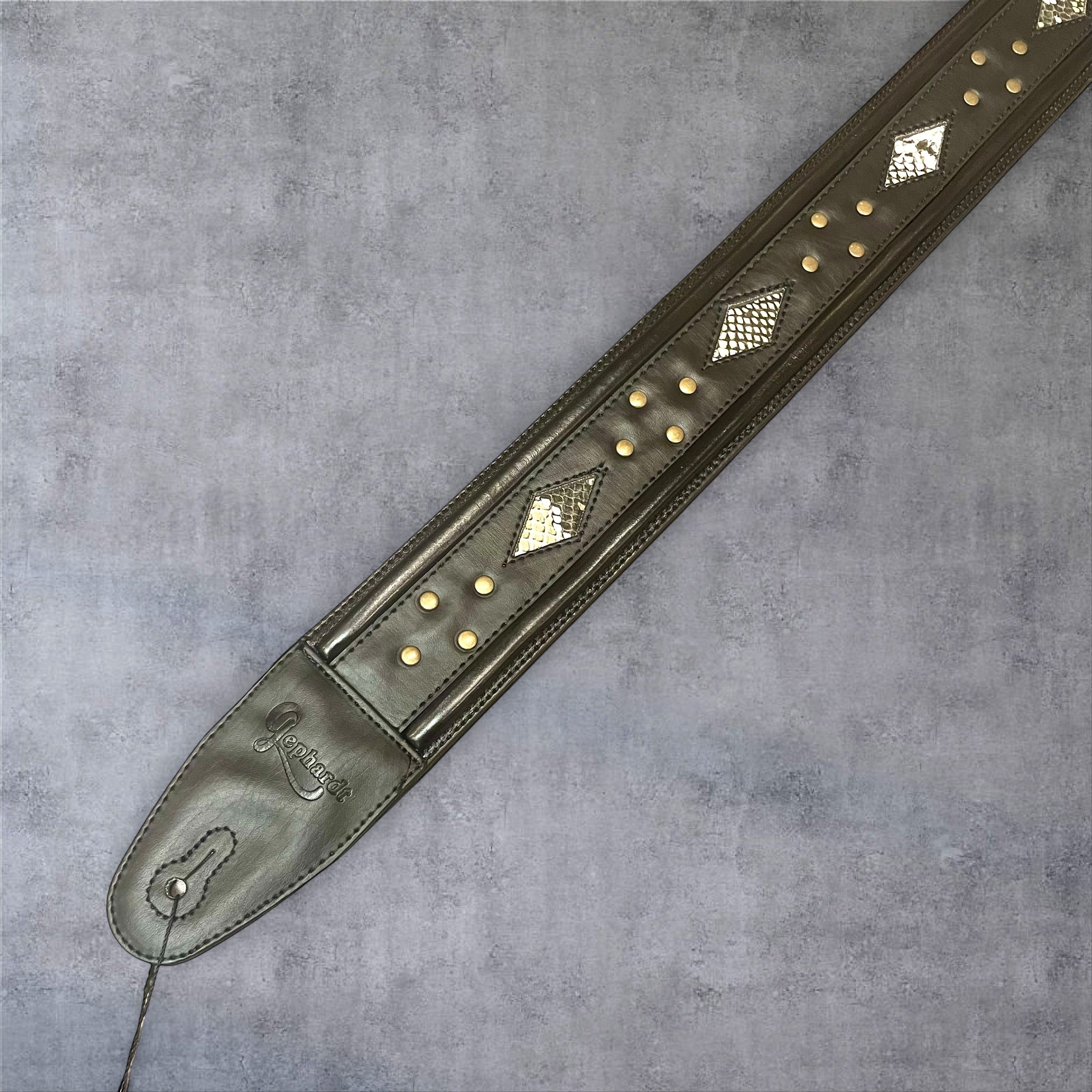 Gephardt PU Leather Guitar/Bass Strap - Black Diamond