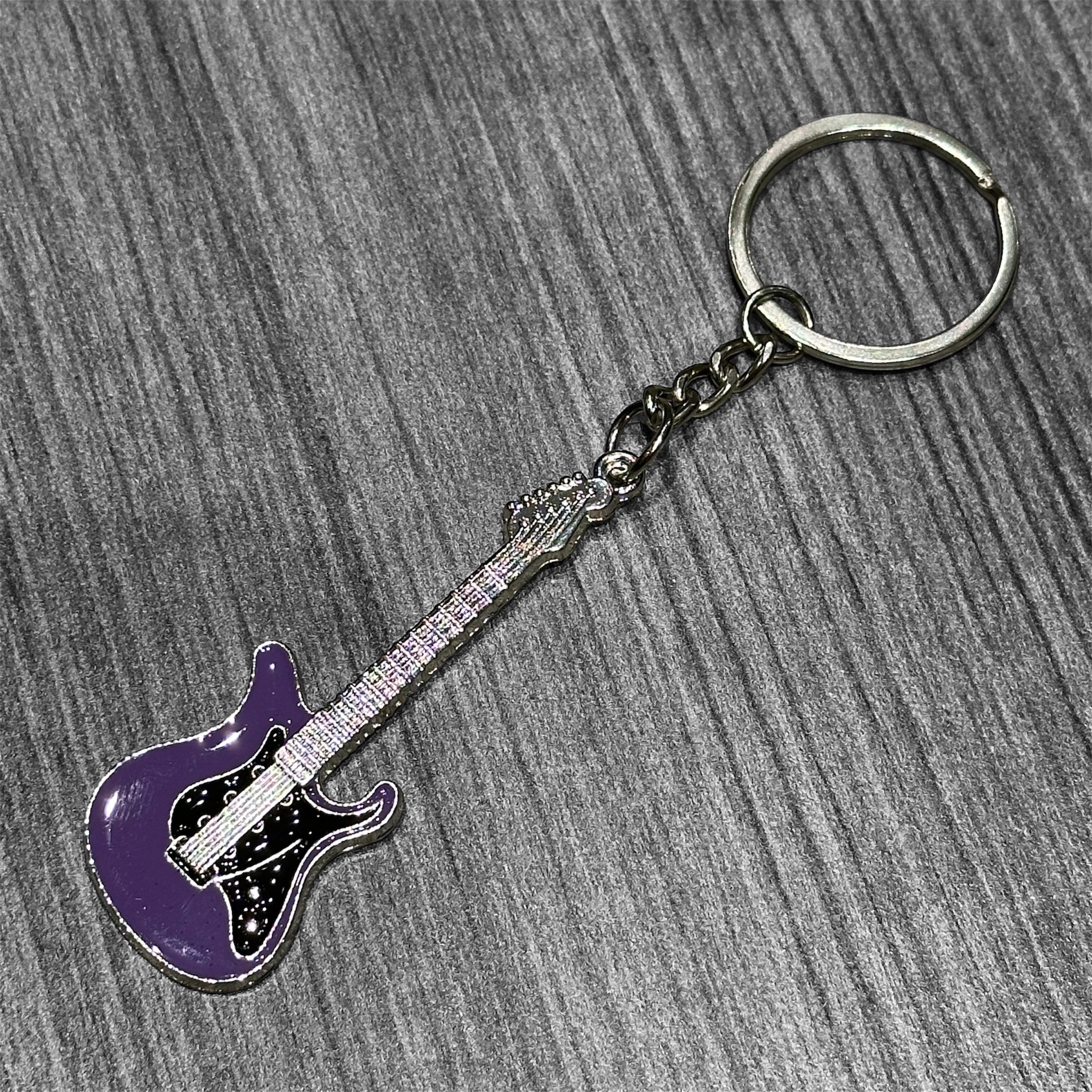 Metal Guitar Keychain: Purple