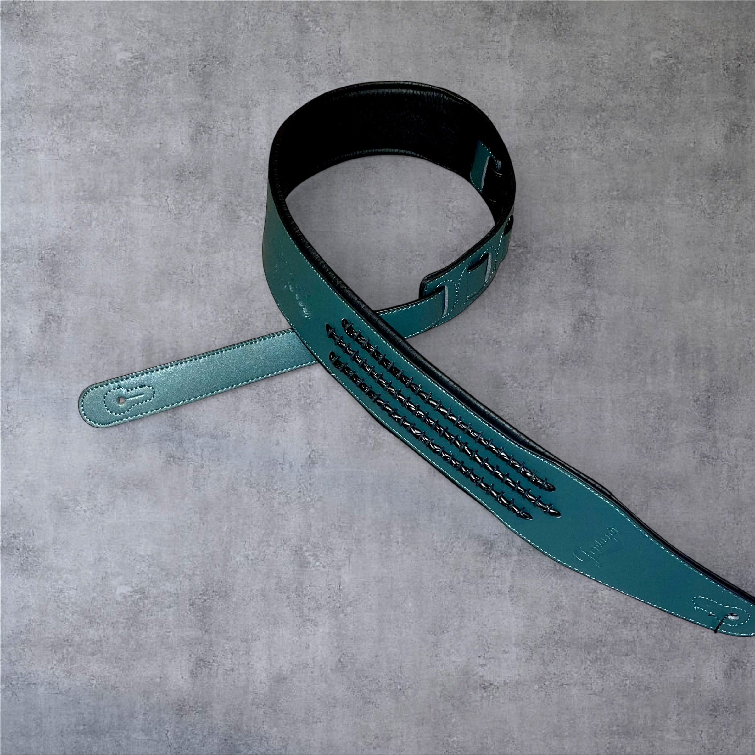 Gephardt PU Leather Guitar/Bass Strap - Green Braid