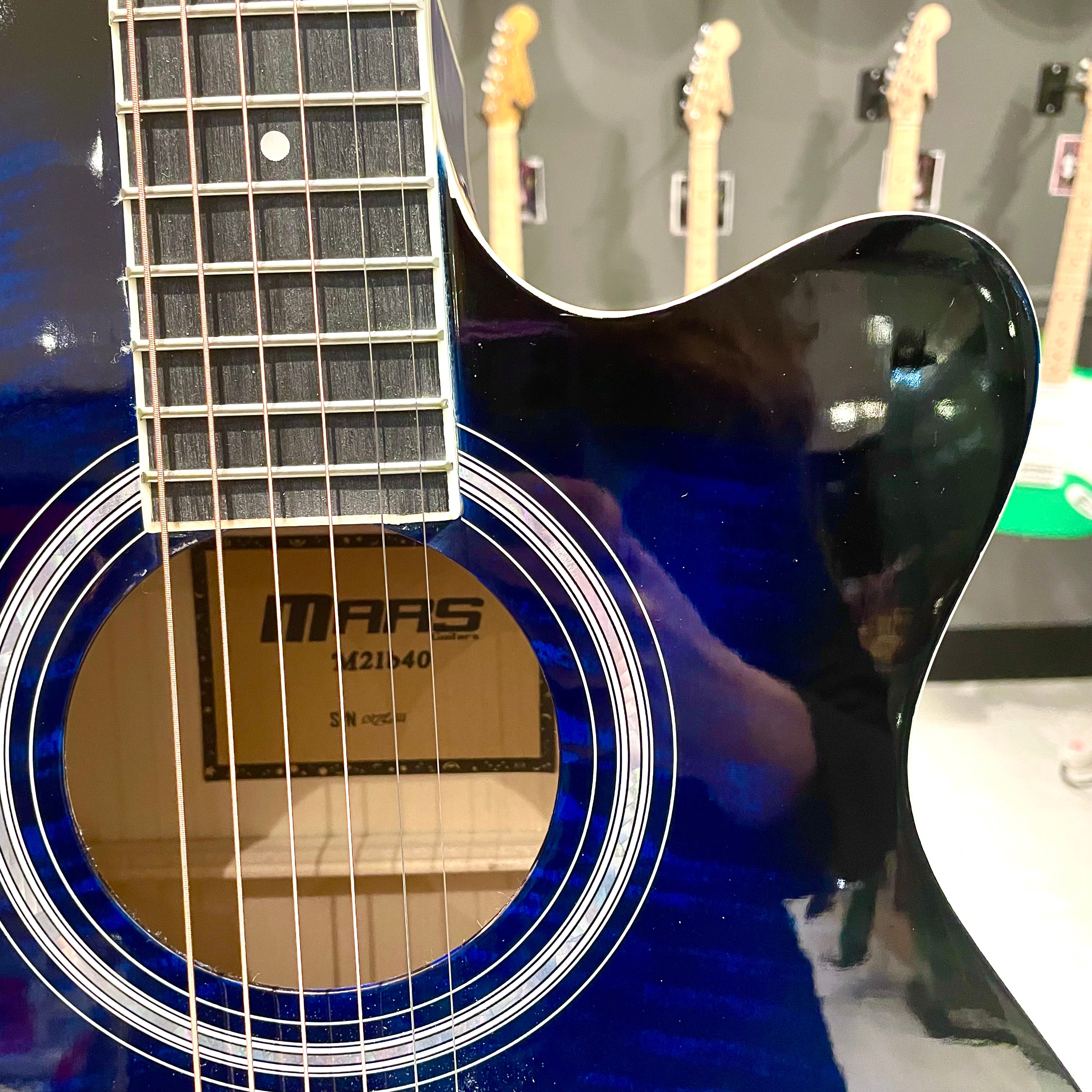 Mars m21b40: 40” Acoustic Guitar - Blue Flame