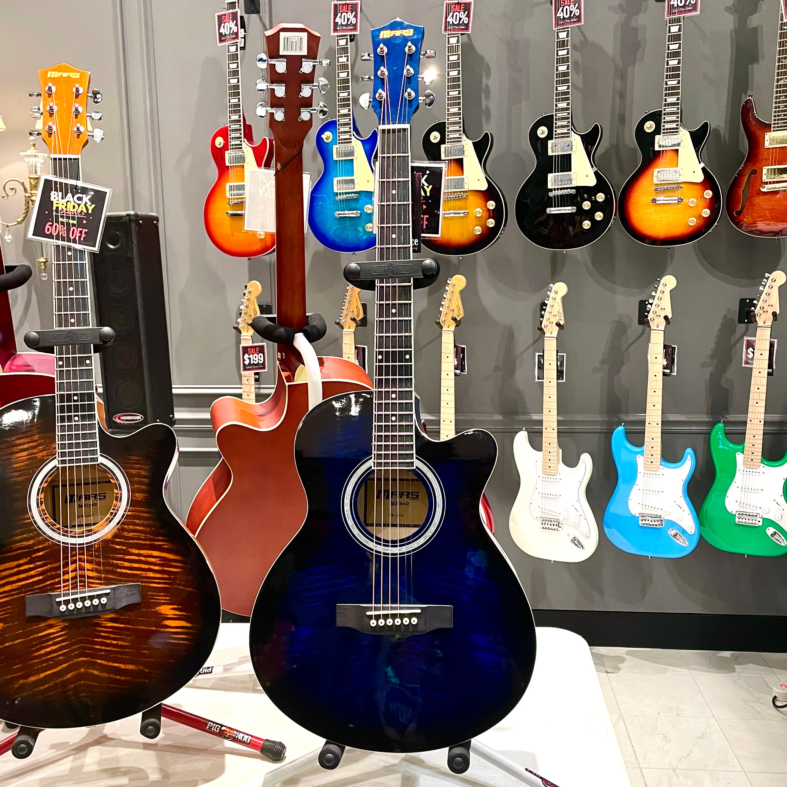 Mars m21b40: 40” Acoustic Guitar - Blue Flame