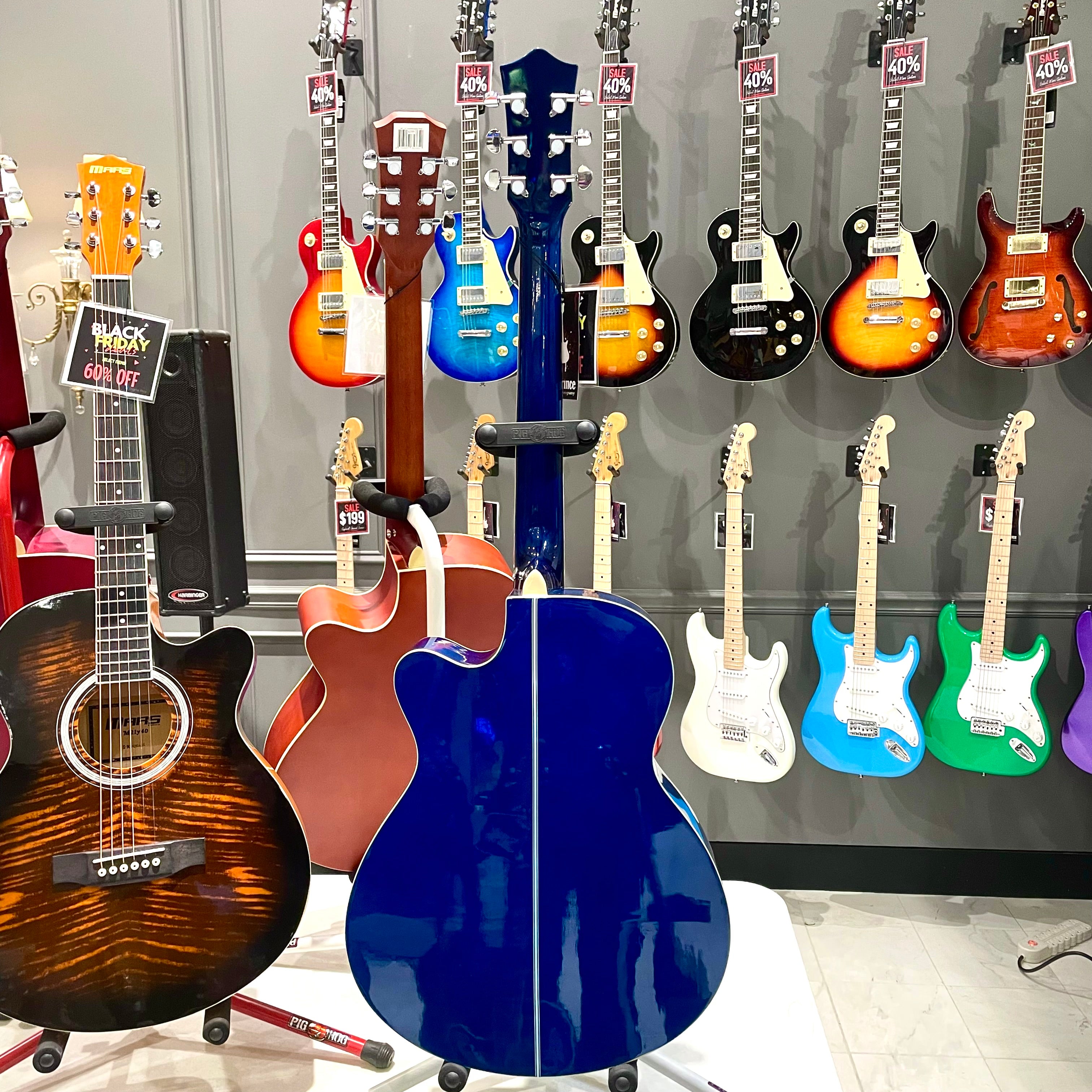 Mars m21b40: 40” Acoustic Guitar - Blue Flame