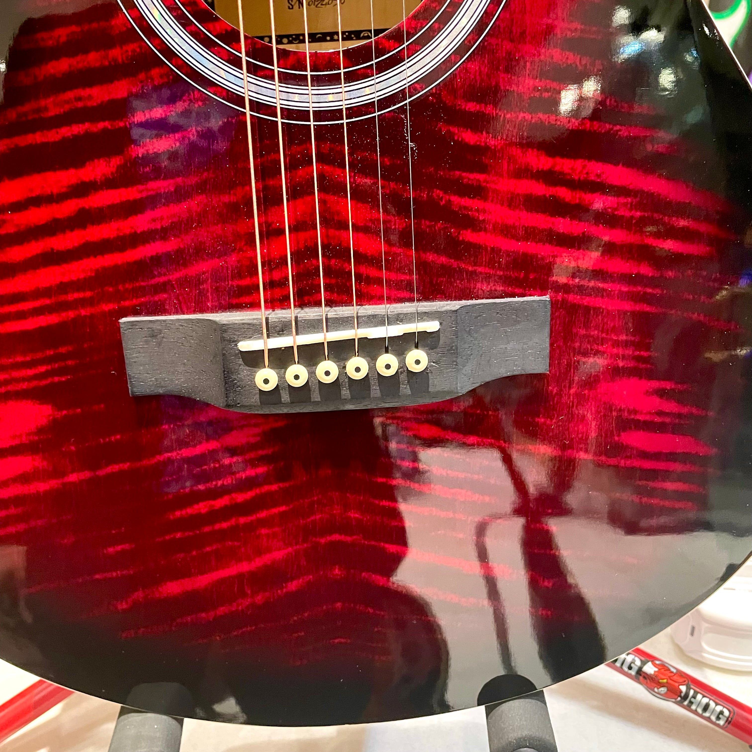 Mars m21r40: 40” Acoustic Guitar - Red Flame