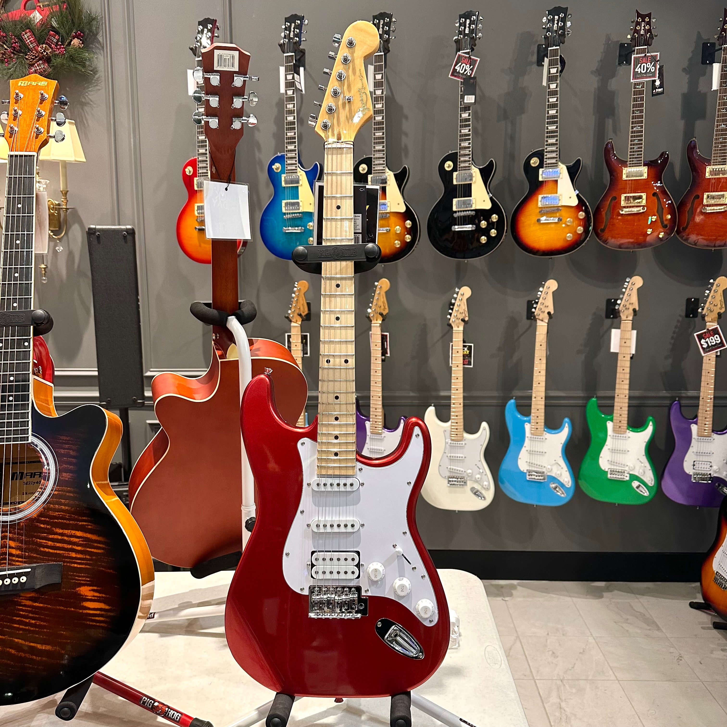 Gephardt Ground Series: 39" Electric Guitar, Maple Neck - Red Shimmer