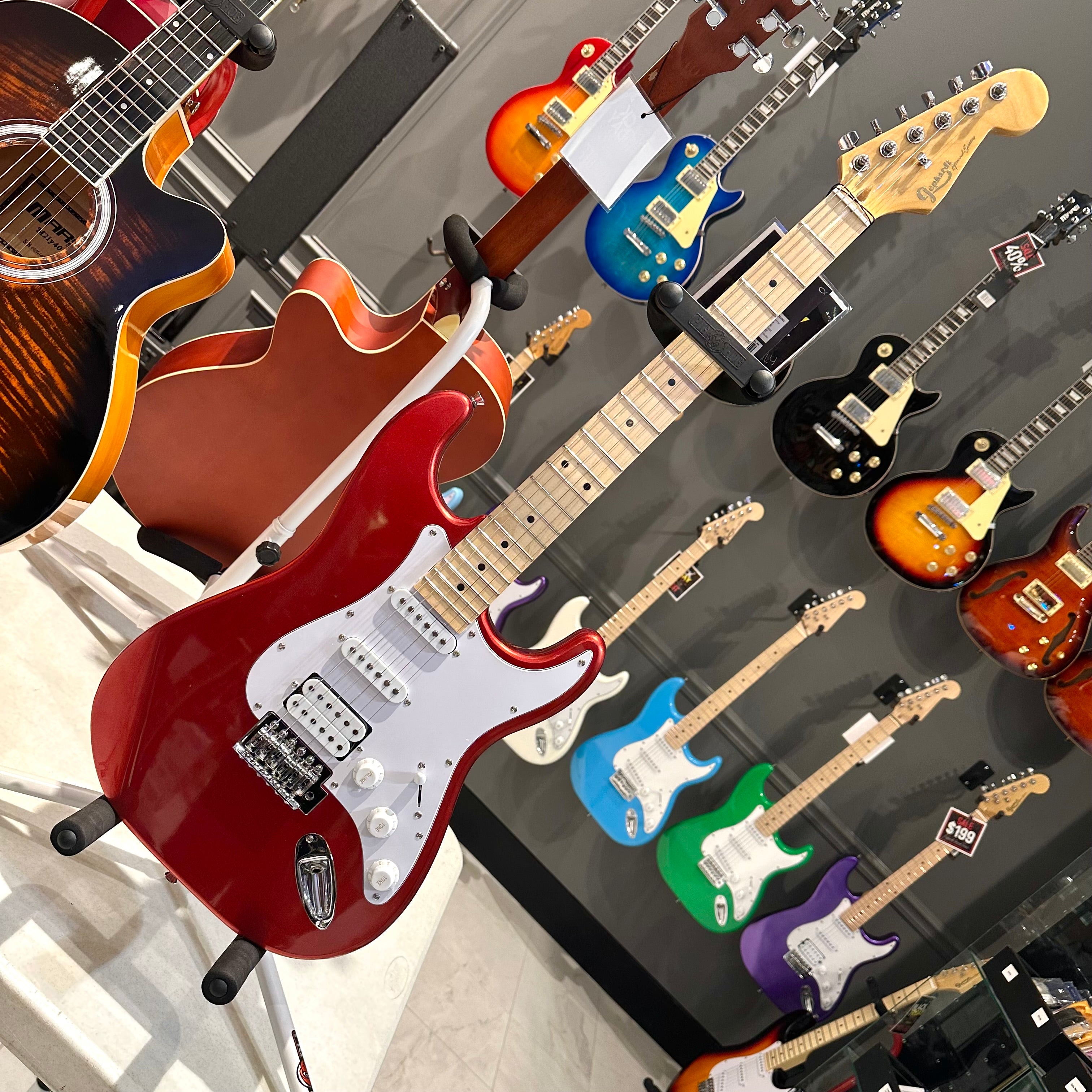 Gephardt Ground Series: 39" Electric Guitar, Maple Neck - Red Shimmer