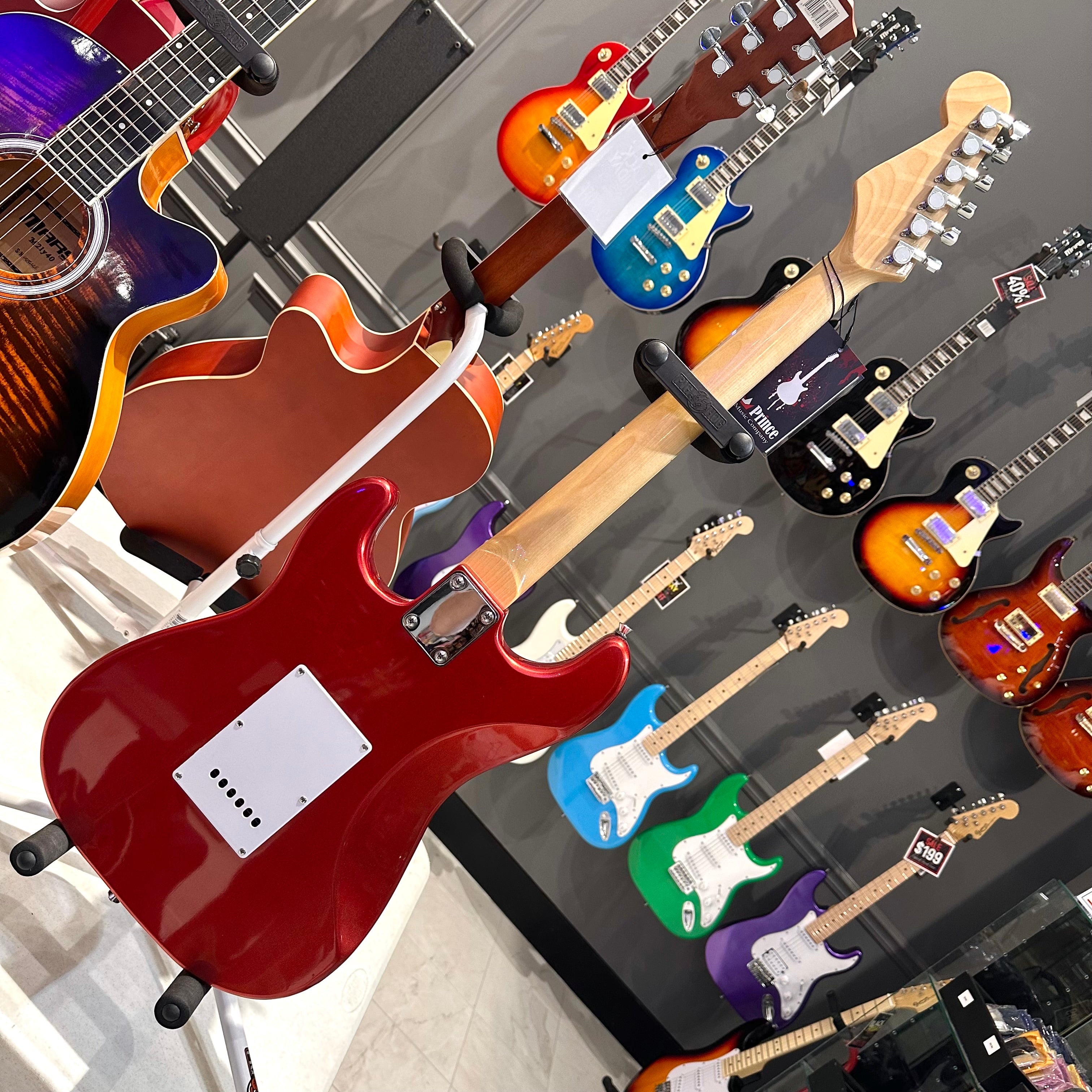 Gephardt Ground Series: 39" Electric Guitar, Maple Neck - Red Shimmer