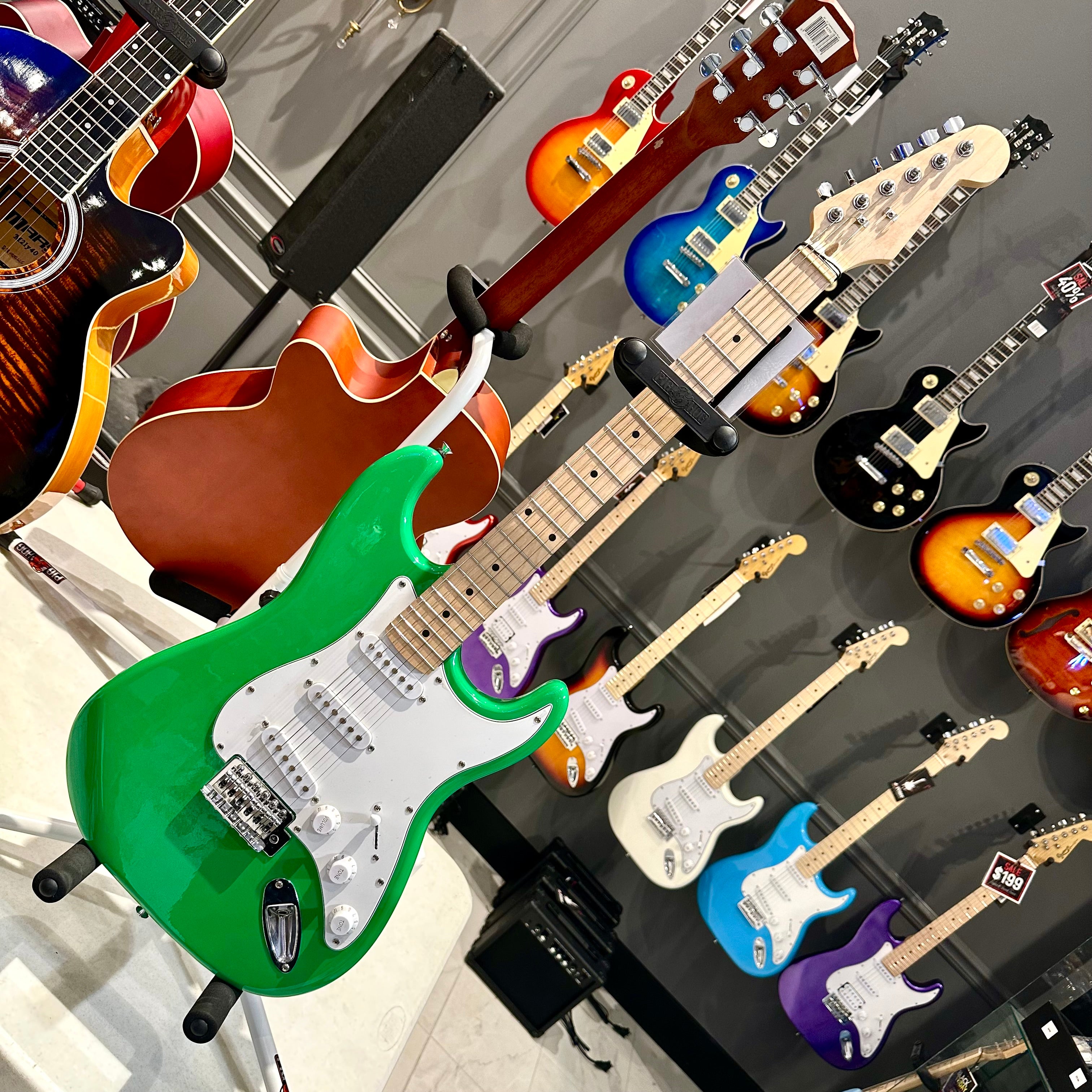 Gephardt Ground Series: 39" Electric Guitar, Maple Neck - Green Monster