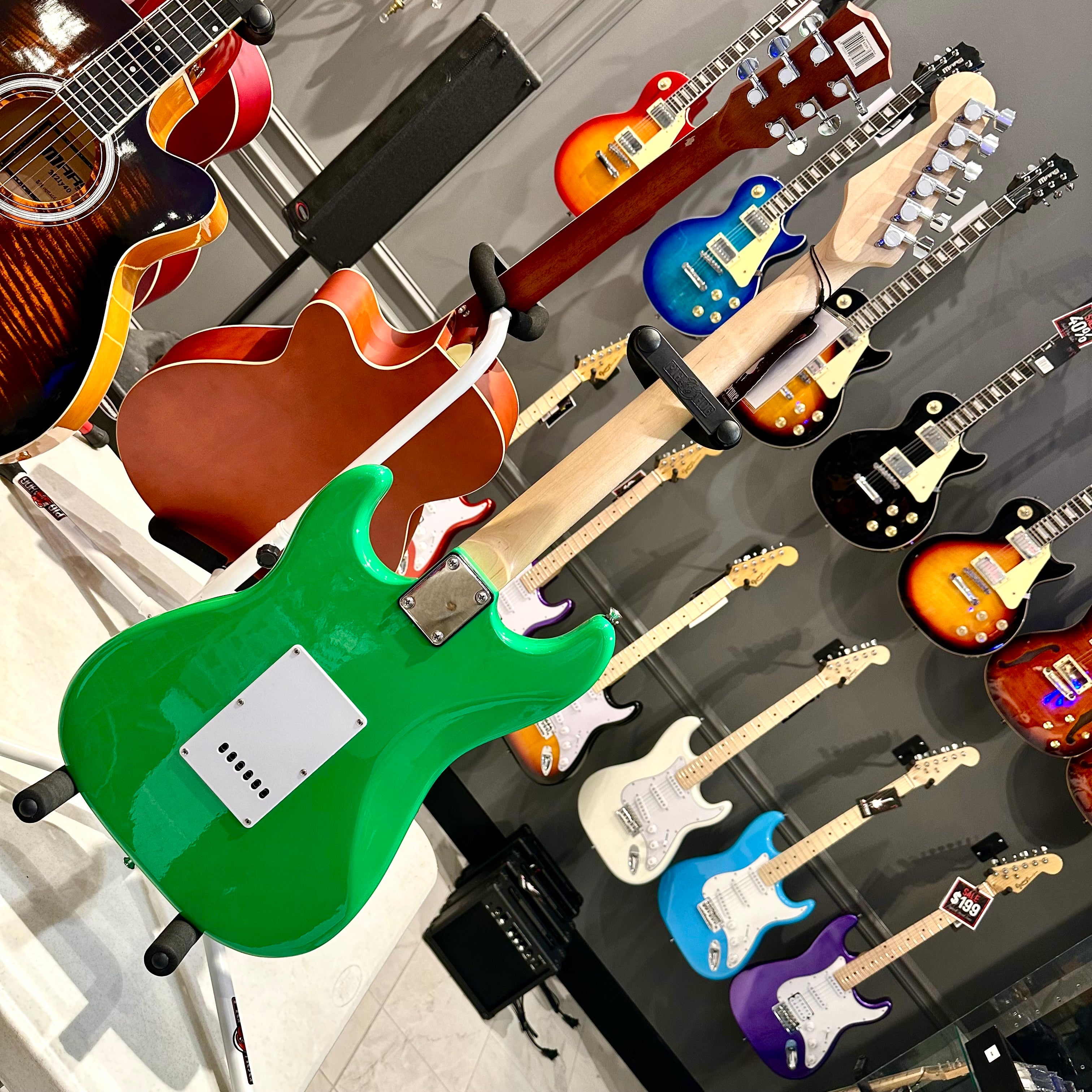 Gephardt Ground Series: 39" Electric Guitar, Maple Neck - Green Monster