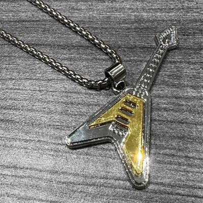 Metal Guitar Necklace: Style 10 Red