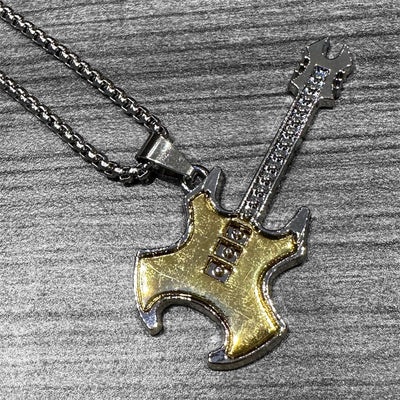 Metal Guitar Necklace: Style 10 Red