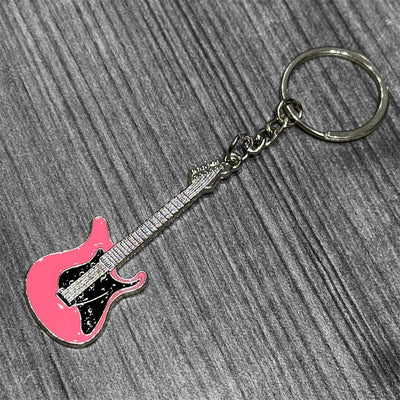 Metal Guitar Keychain: Red