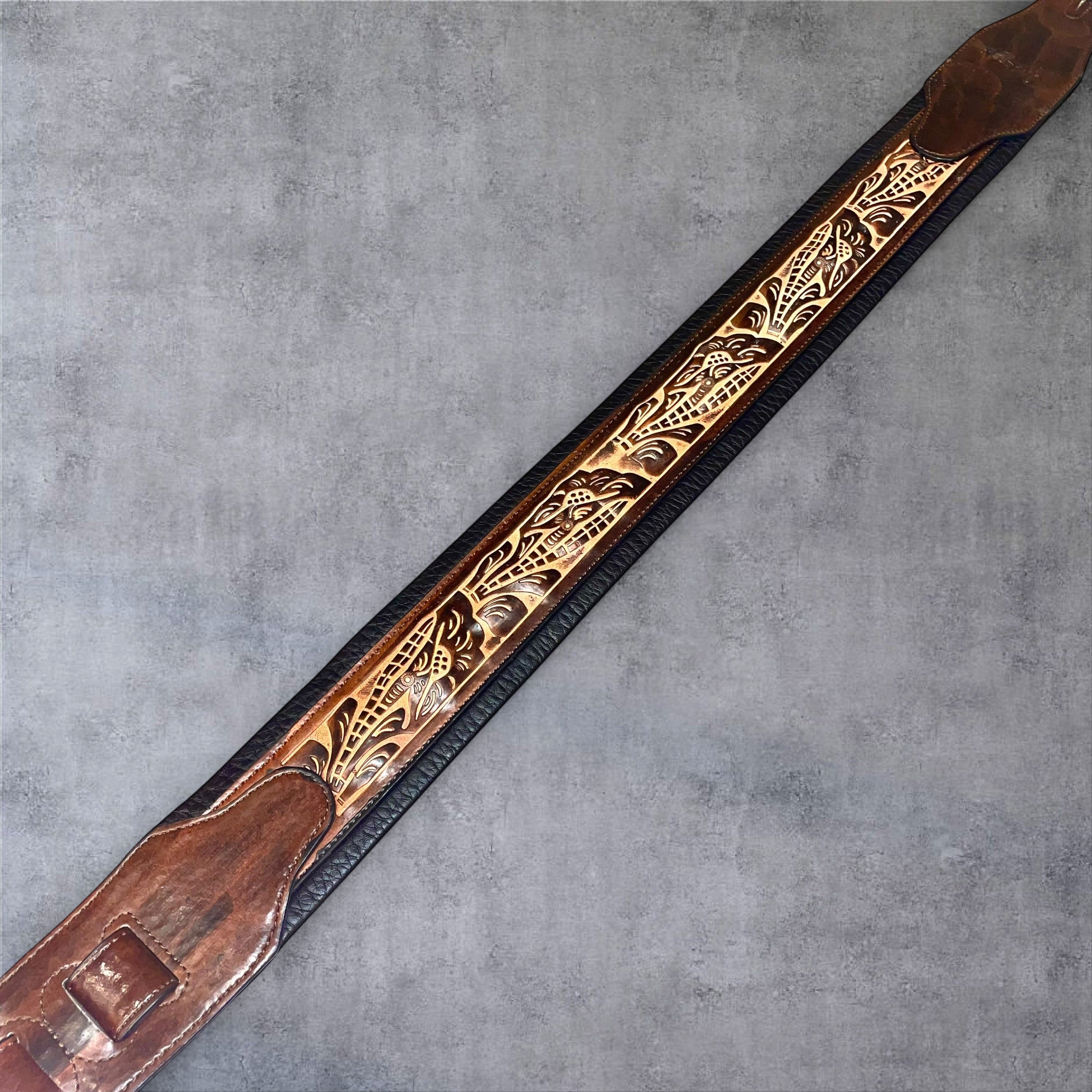 Gephardt PU Leather Guitar/Bass Strap - Brown and Black Design