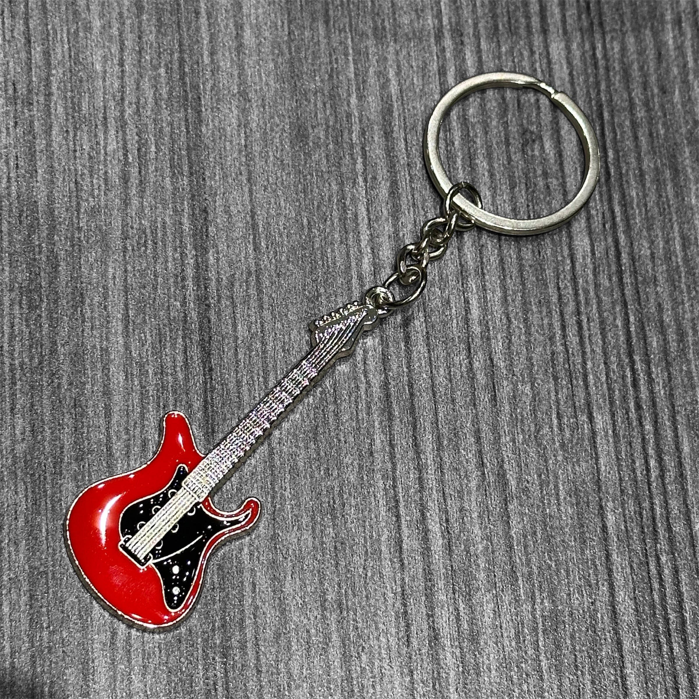 Metal Guitar Keychain: Orange