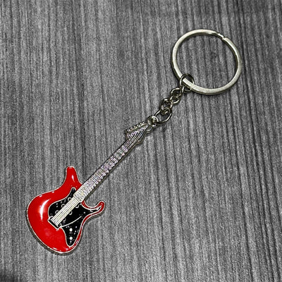 Metal Guitar Keychain: Red