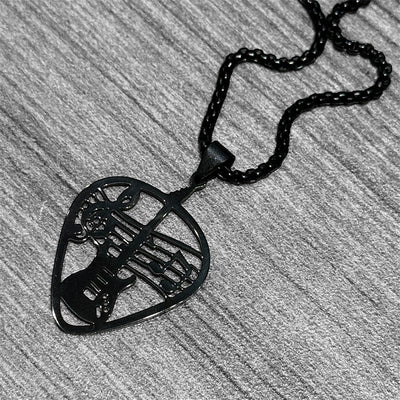 Metal Necklace Guitar Pick: Silver