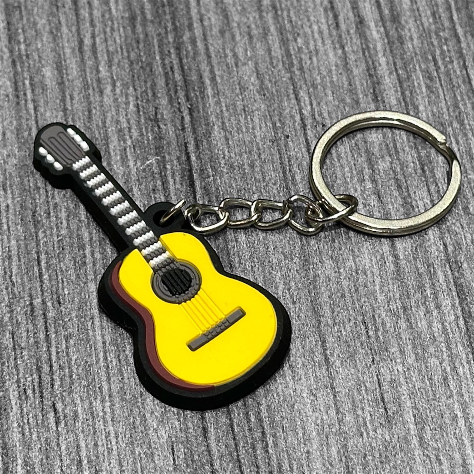 Rubber Musical Instrument Keychain: Acoustic Guitar