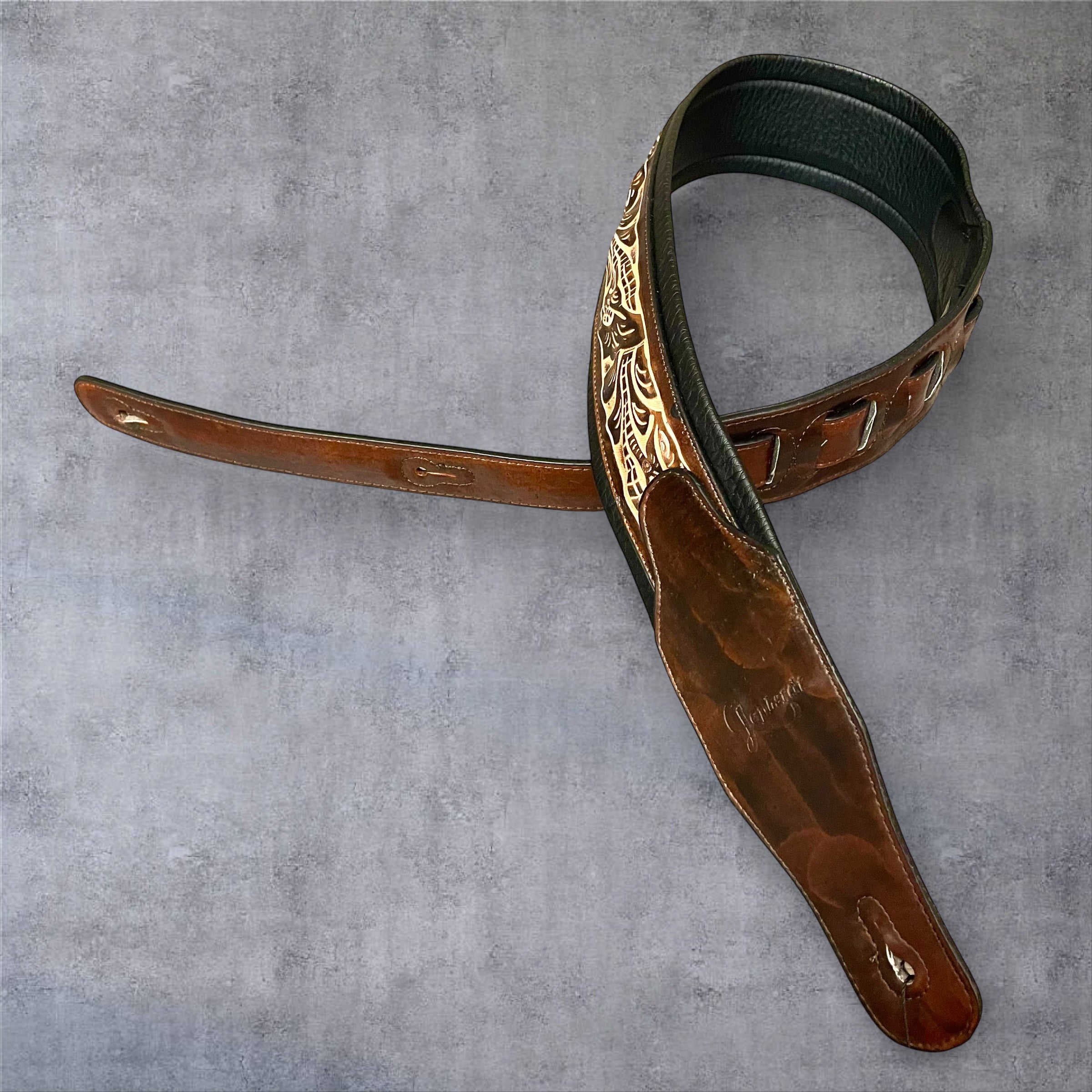 Gephardt PU Leather Guitar/Bass Strap - Brown and Black Design