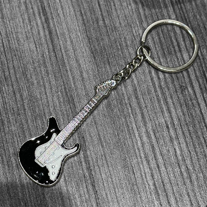 Metal Guitar Keychain: White