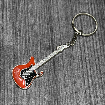 Metal Guitar Keychain: Red