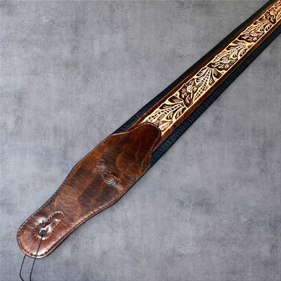 Gephardt PU Leather Guitar/Bass Strap - Brown and Black Design