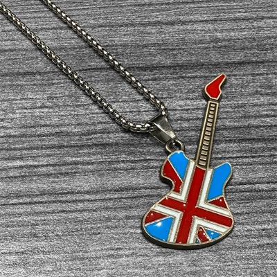 Metal Guitar Necklace: Style 10 Red