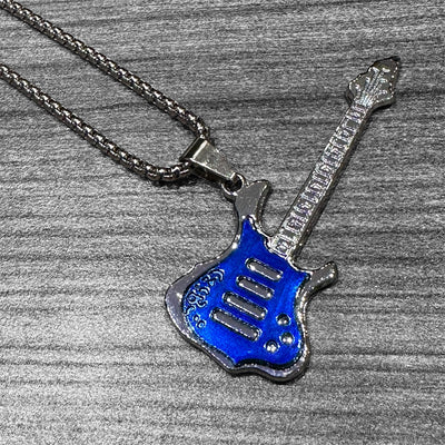 Metal Guitar Necklace: Style 10 Red
