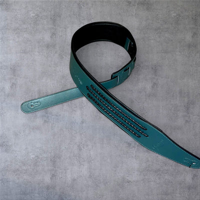 Gephardt PU Leather Guitar/Bass Strap - Green Braid