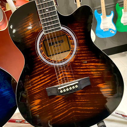 Mars m21y40: 40” Acoustic Guitar - Yellow Flame