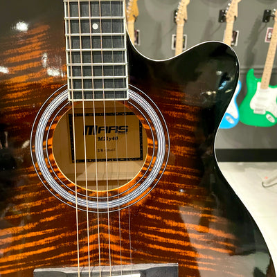 Mars m21y40: 40” Acoustic Guitar - Yellow Flame