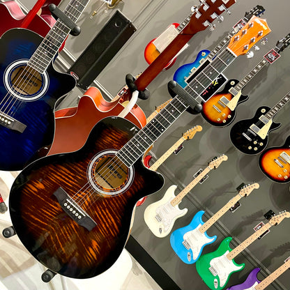 Mars m21y40: 40” Acoustic Guitar - Yellow Flame