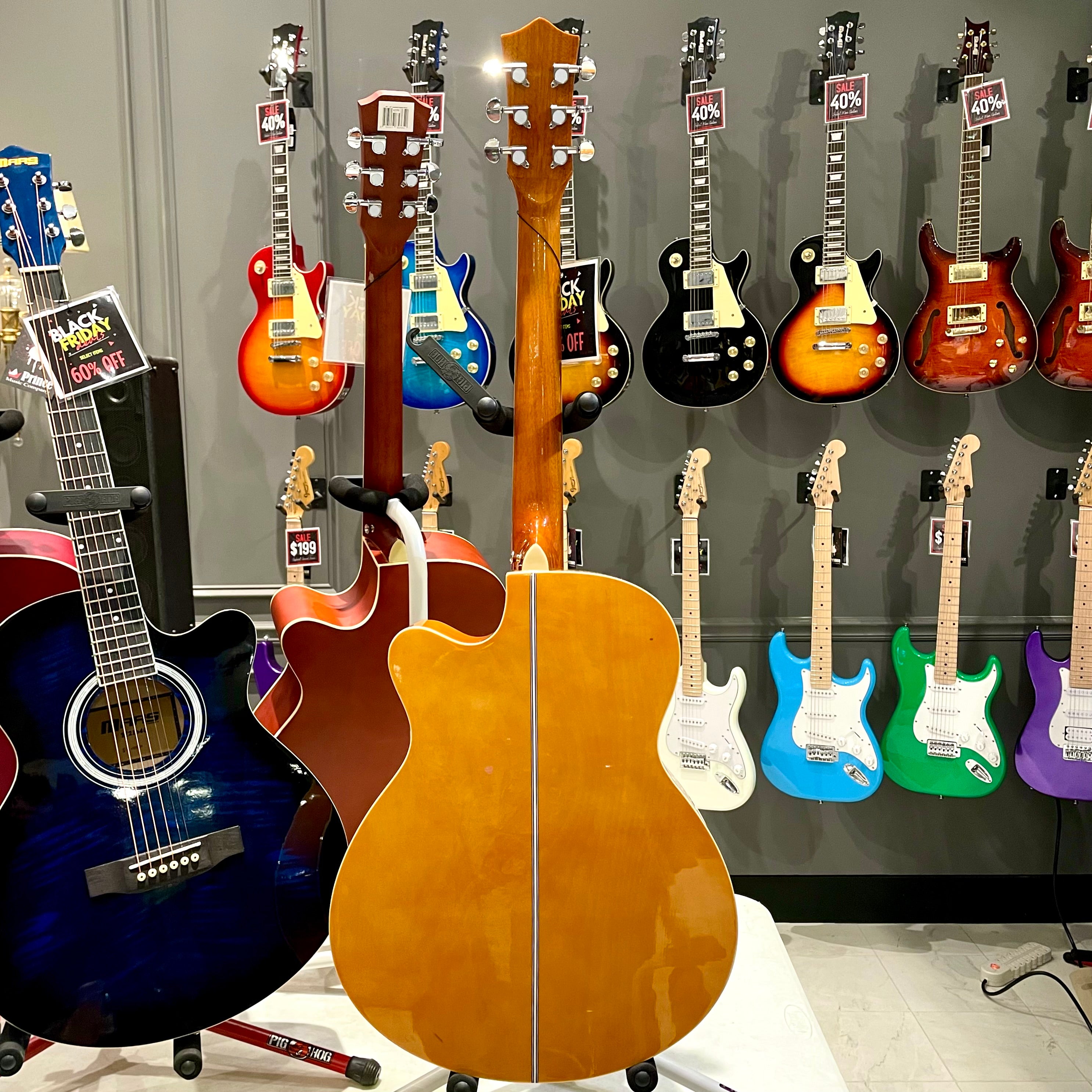 Mars m21y40: 40” Acoustic Guitar - Yellow Flame