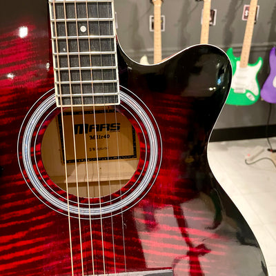 Mars m21r40: 40” Acoustic Guitar - Red Flame