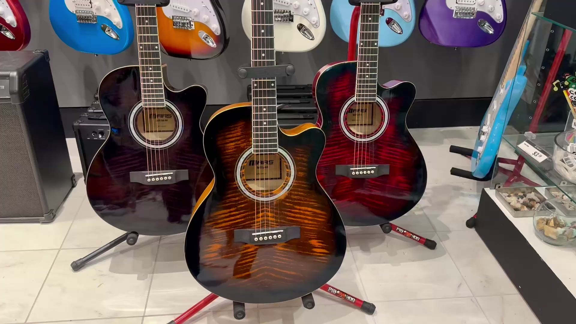 Mars m21bk40: 40” Acoustic Guitar - Black Flame – Prince Music Company